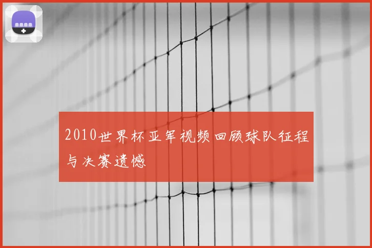 2010世界杯亚军视频回顾球队征程与决赛遗憾
